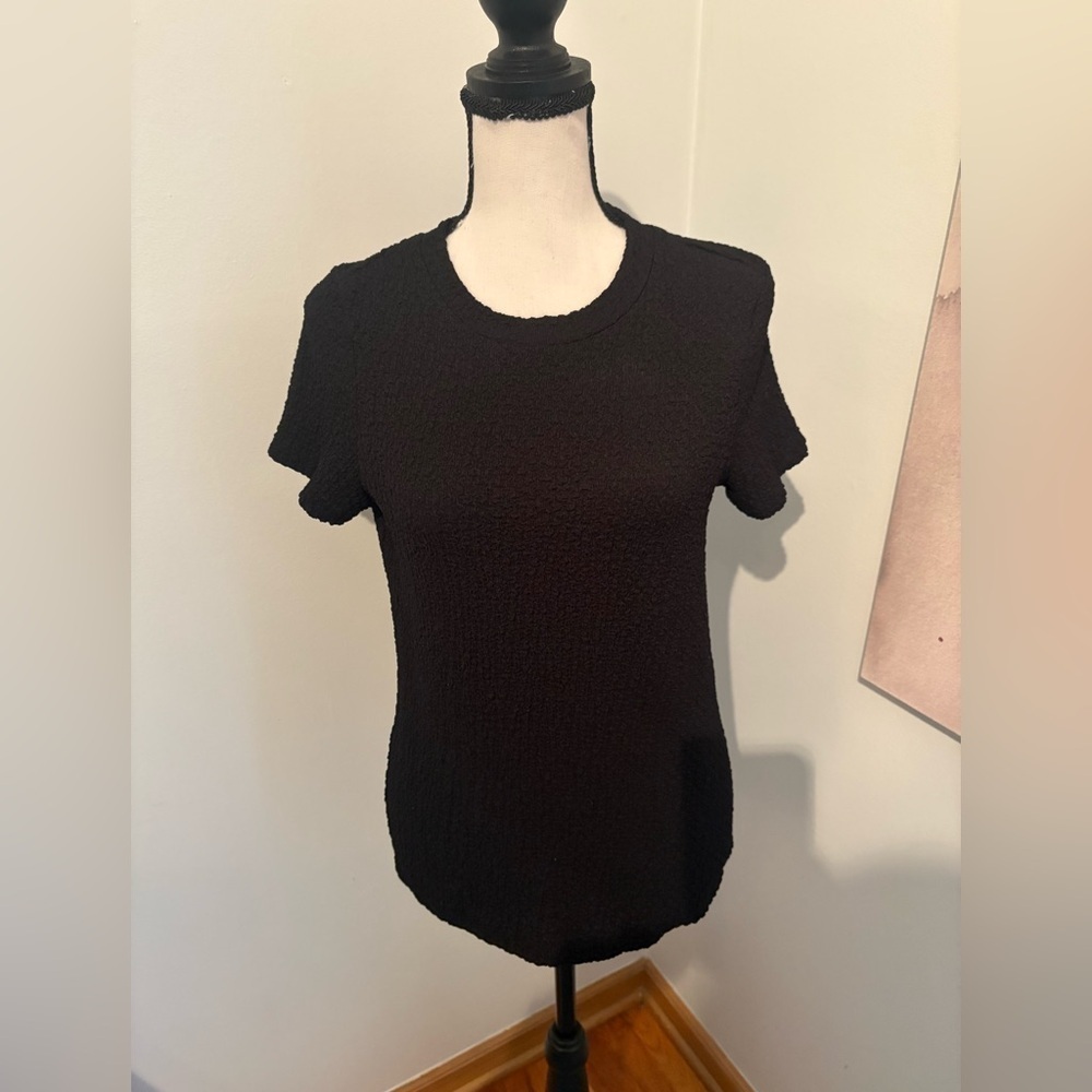 Time and Tru Women's Pucker Knit Tee Black Women’s Size Small 4-6 - Picture 5 of 8